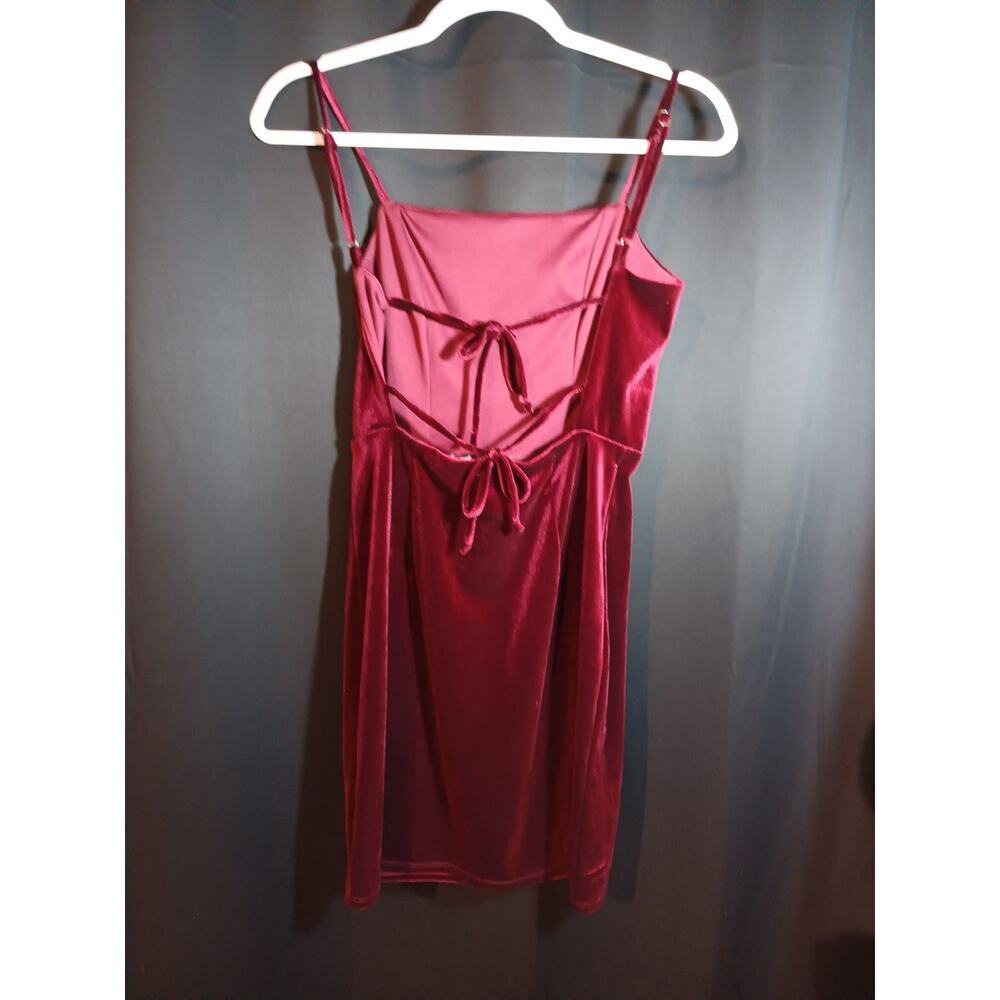 Urban Outfitters Red Velvet Open Back Mini Dress S Party Cocktail - Picture 3 of 4